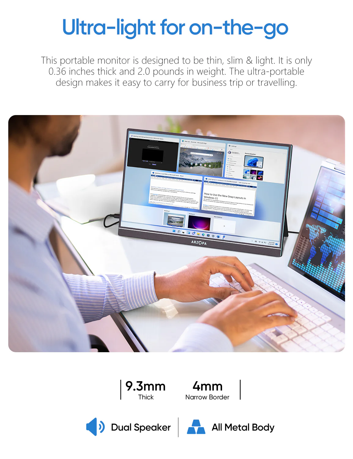 Arzopa A1M 17.3" Large 1080p Portable Monitor - Image 7