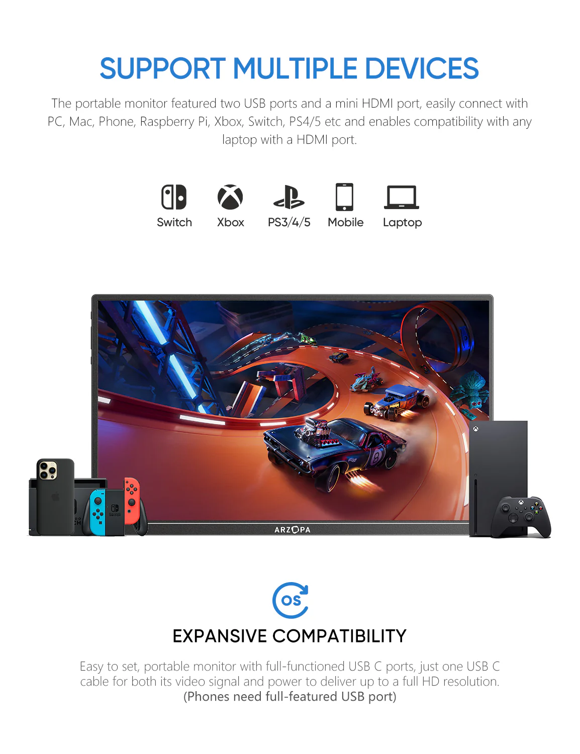 Arzopa A1S 14" FHD Ultra-Light Slim Portable Monitor - Image 6