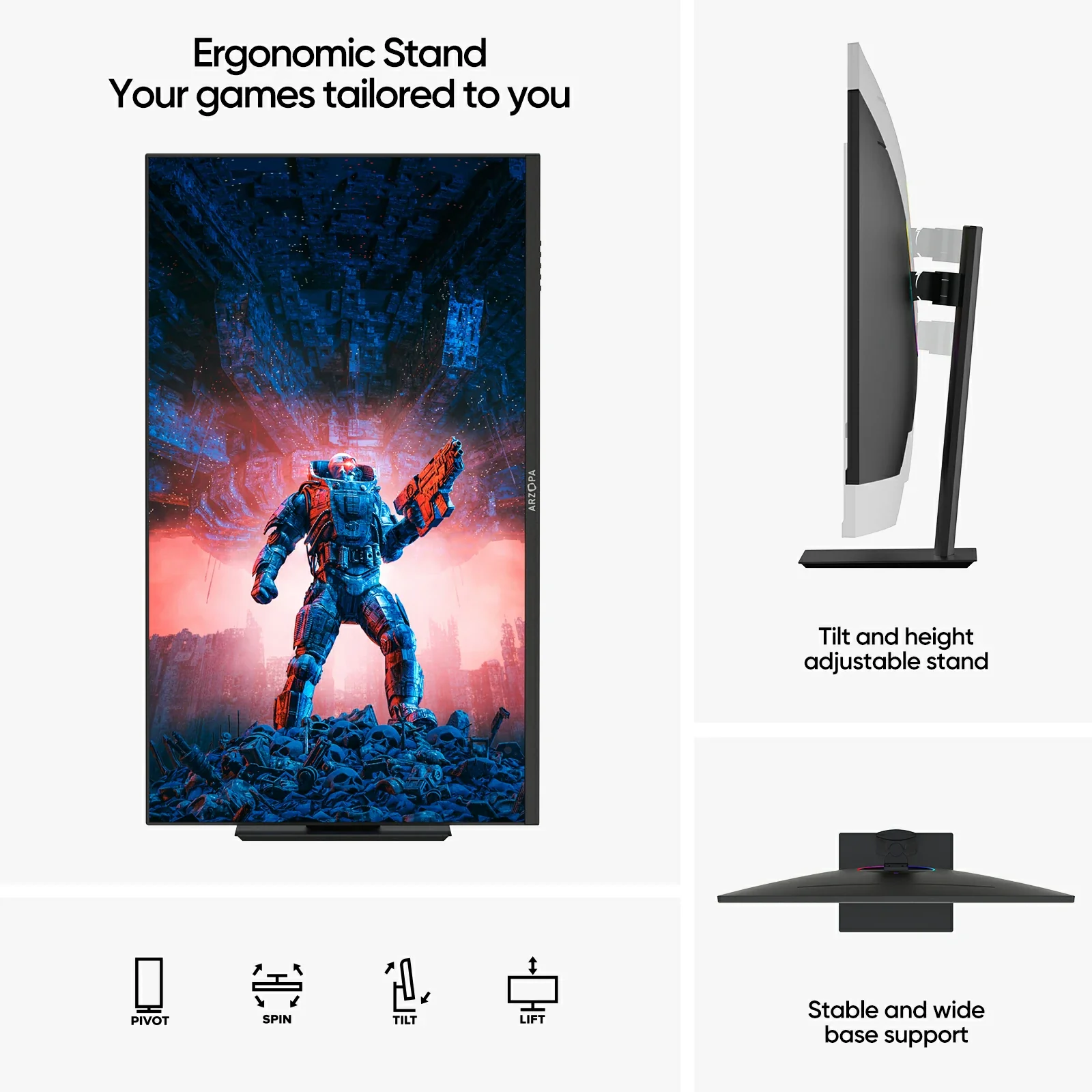 ARZOPA M3RC-32” 4K UHD (3840x2160) 144HZ Gaming Monitor - Image 6