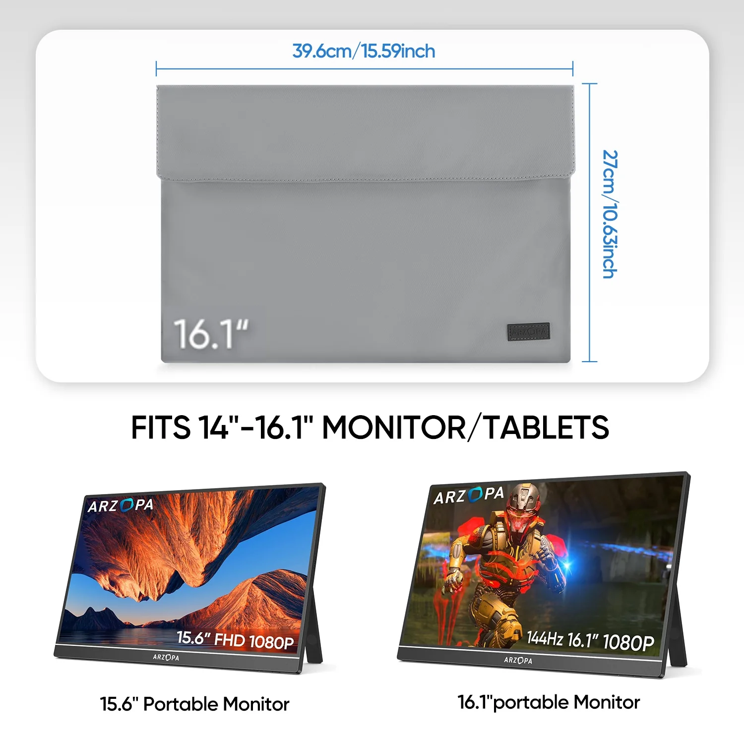 Arzopa 16.1" Portable Monitor Sleeve Bag - Image 3