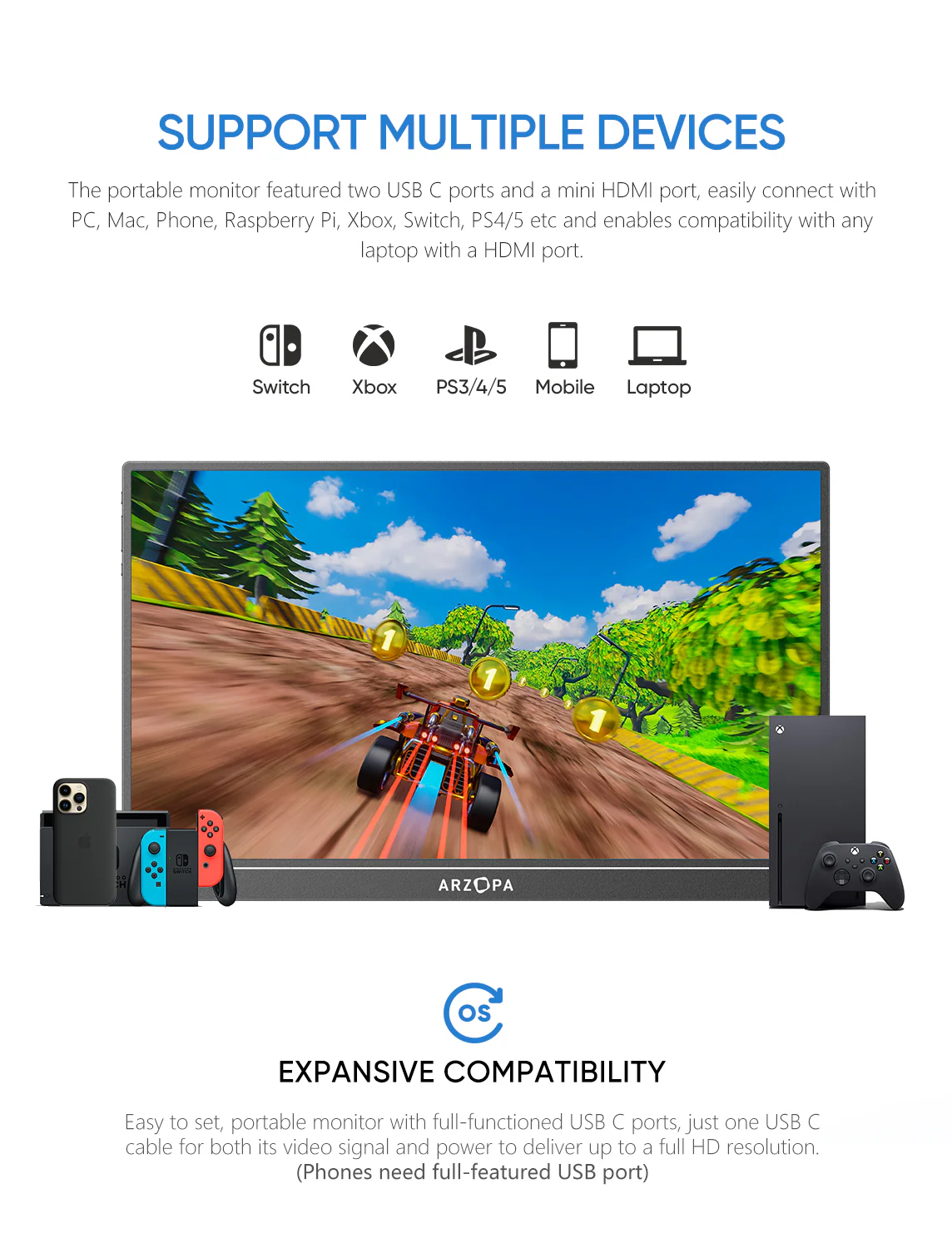 Arzopa S1 Table Portable Laptop Monitor | 15.6'' FHD 1080P - Image 7